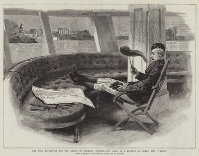 The Nile Expedition for the Relief of General Gordon, the Chief in a Reverie on Board the Ferouz by Frederic Villiers